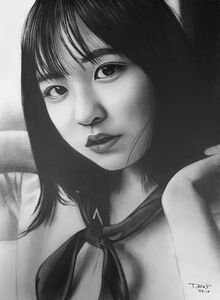 日向坂46 正源司陽子 女性 鉛筆画 手書きイラストA4 No.002