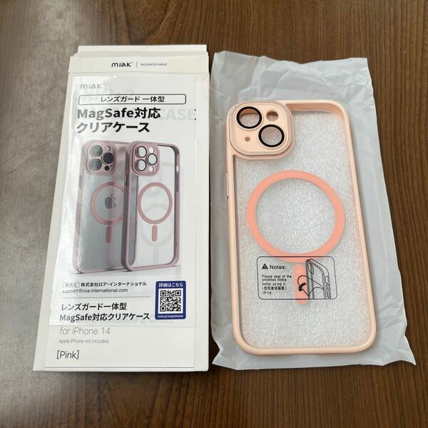 602p0208☆ miak for iPhone 14 Series Case. Strong Magnetic Compatible with Magsafe, Camera Lens Full Cover Case (14, pink)