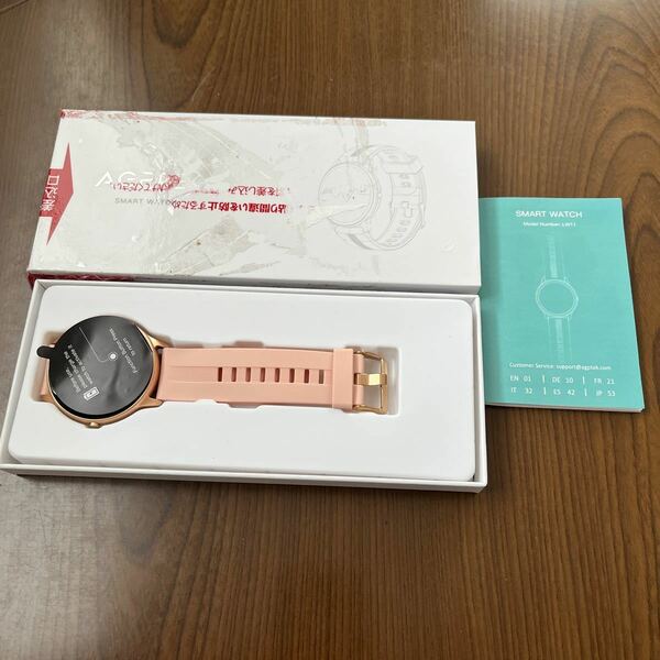 602p1727☆ AGPTEK 日本正規品 スマートウォッチ レディース 丸型 心拍数 smart watch for women 1.3インチ(33ｍｍ) 腕時計 ウォッチ