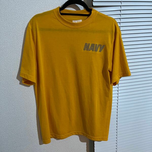 USA製 米軍仕様 U.S.NAVY トレーニング用 Tシャツ ロンT イエロー Mサイズ　アメリカ古着