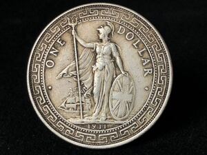 香港 イギリス 貿易銀 1911 立洋銀圓 壹圓 硬貨 古錢 コイン 直径4cm 重さ約26.5g