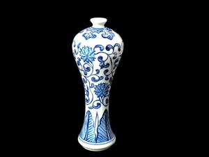 Art Auction 景德镇陶瓷瓷器蓝花染色手绘树枝莲花图案小梅花瓶摆件美术口袋花瓶花瓶, 中国, 朝鲜半岛, 一般古董陶瓷, 其他的