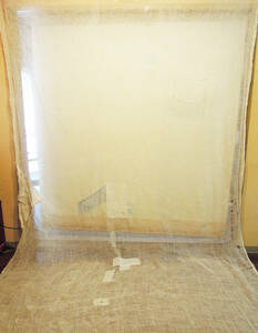 蚊帳 麻 解き布 白色 襤褸 ボロ 継ぎ接ぎ 3.0m×1.8m 一枚物 たっぷりサイズ のれん カーテン リメイク素材などに