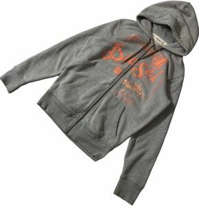 ■ DIESEL ディーゼル ■ フロント ビッグ スプレー ペイント デザイン スウェット ジップアップ スウェット パーカ グレー S