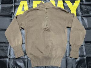 中古美品　US ARMY 5ボタン　ハイネックセーター　OD LARGE