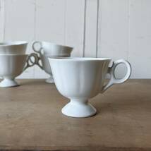 2個set 足付きカップ デットストック 白磁 陶器　検: マグカップ コーヒー 珈琲 ティーカップ デザートカップ カフェ レトロ ビンテージ_画像1