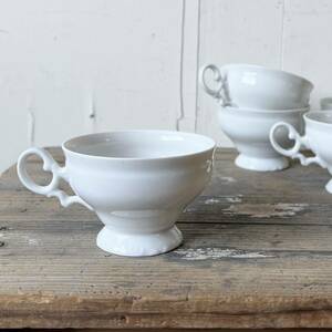 2個set 良デザイン ティーカップ 150ml デットストック 白磁 陶器　検: コーヒー 薬草 ハーブティー レトロ ビンテージ アンティーク