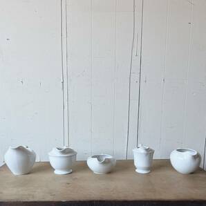 5種類 各1個set ピッチャー 白磁 デットストック 陶器 検: ミルクピッチャー 水差し ソース デザート 花瓶 レトロ ビンテージ アンティークの画像5