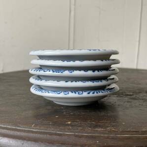 5枚set 青 花柄 小皿 白磁 デットストック 1970年代貿易 検: 取り皿 デザート 豆皿 小プレート 陶器 アンティーク ビンテージ ヴィンテージの画像3