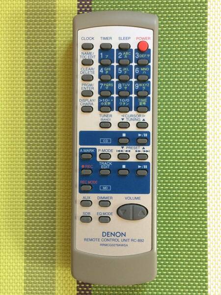 送料無料★DENON★デノン★純正★オーディオ 用 リモコン★RC-892★中古★動作品★返金保証あり★