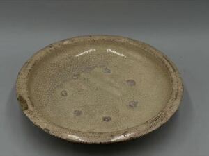  old . ash . yellow door large plate approximately 5.2x30cm large bowl me Dakar pot Mino . Sengoku mountain Edo eyes trace equipped Japanese-style tableware . stone cooking 24.1/sy