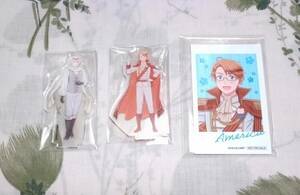  Hetalia /World*Stars/ sweets pare-do acrylic fiber geo llama / privilege Mini photo card / America Russia / unused 