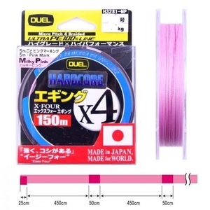 日本製ＰＥ　ハードコアX4　エギング150m0.8号14LB　ミルキーピンク