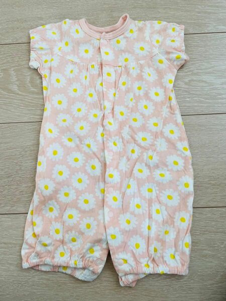 西松屋　女の子　綿100% 50-60センチ　ピンク　花柄　黄色　半袖　 カバーオール ロンパース ベビー服