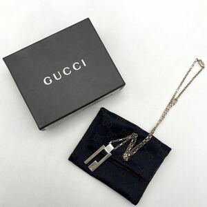 GUCCI グッチ ネックレス カットアウトG スクエア シルバー 925 アクセサリー ※刻印潰れ　P389