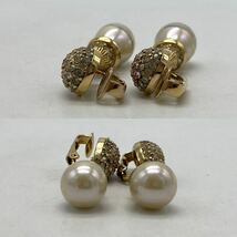 Christian Dior クリスチャン ディオール イヤリング フェイクパール ラインストーン ゴールド アクセサリー P494_画像3