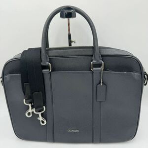 【超極美品】 COACH コーチ 【F59057】 ブリーフケース ショルダーバッグ ビジネスバッグ 鞄 レザー ネイビー 紺色 A4 2way 斜め掛け