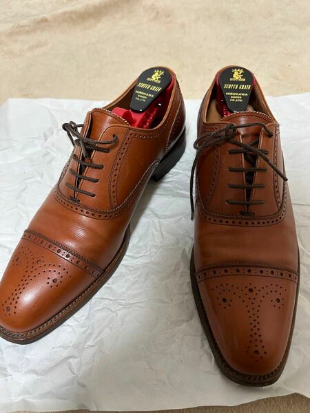 (美品) ビジネスシューズ 革靴 匠シリーズ スコッチグレイン HA9040 ミディアムブラウン 24.0cm