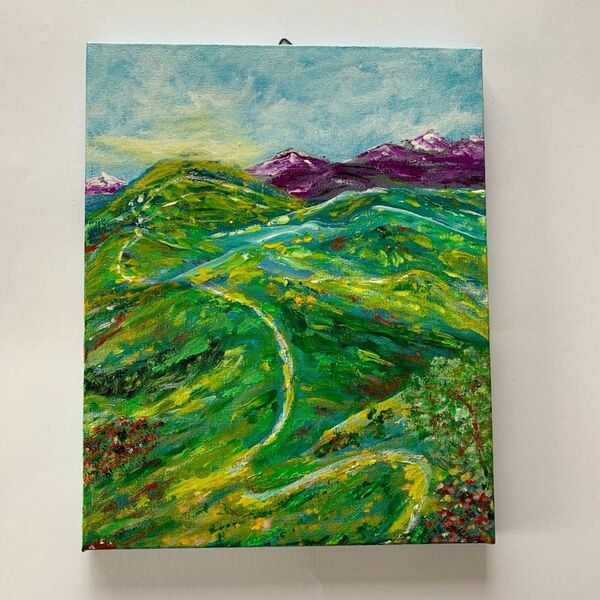 風景画「剣山から見える山並み」