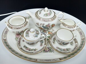 WEDGWOOD　ウェッジウッド　ミニチュアティーセット　クタニクレーン　ティーフォーツー　カップ＆ソーサー　トレイ