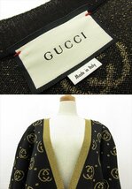 ほぼ未使用【グッチ GUCCI】GG柄 ラメ糸入り 華やかなデザイン GGボタン ハイゲージニットカーディガン(レディース) L 黒 伊製■17HT2423■_画像5