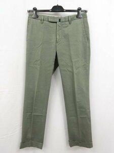 HH 【インコテックス INCOTEX】 ストレッチコットン ノータックパンツ スリークォーター SLIMfit (メンズ) size48 オリーブ系■5MPA0160■