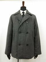 超美品【LHP エルエイチピー】27UH007 中綿入り ヘリンボーン柄ピーコート (メンズ) sizeL グレー系 ビジネスにもおすすめ♪■17MW2991■_画像1