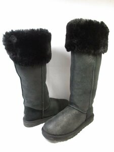 美品 【アグ オーストラリア UGG australia】 スエード 2WAY ムートンレザー ロングブーツ 靴 (レディース) size23 黒 ■18LZ4364■