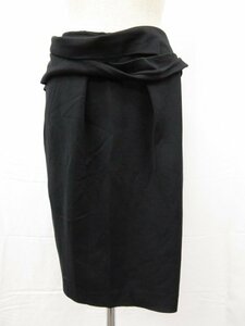 【ジルサンダー JIL SANDER】 ループベルト風デザイン ストレッチ タックタイトスカート 2011W01060 (レディース)size42 ブラック■5LF3486