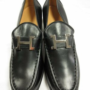 HH 未使用品【エルメス HERMES】 コンスタンス金具付き レザー スリッポン ローファー 靴 (レディース) size38.5 黒■18HT2432■の画像3