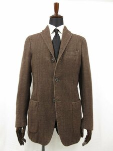 HH 超美品 【ボリオリ BOGLIOLI】 COAT ウール シングル3ボタン段返り ジャケット(メンズ)size48R ブラウン ヘリンボーン PR1637■28MJ8742