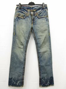 【トゥルーレリジョン TRUE RELIGION】 ユーズド加工 デニムパンツ (メンズ) size29 インディゴブルー USA製 ■29MPA0253■