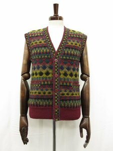 a- kai vu super-beauty goods [ Missoni MISSONI] wonderful total pattern nappy feeling knitted the best gilet ( men's ) 50 bordeaux series multicolor made in Italy #17MN4897#