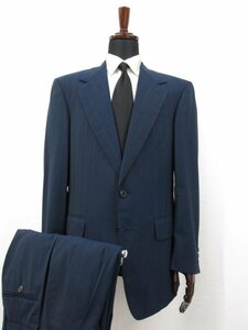 美品 【エルメネジルドゼニア Ermenegildo Zegna】 ウール シングル2ボタン スーツ (メンズ) size48R ネイビー系 ストライプ柄 ■28RMS7876