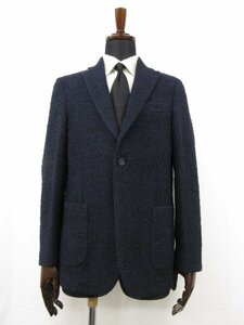 極美品 【エンリココベリ ENRICO COVERI】 ツイード風生地 シングル2ボタン ジャケット (メンズ) size50 ネイビー系 織柄 伊製 ■28MJ87755