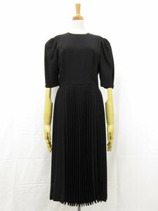 【HANAE MORI ハナエモリ】アコーディオンプリーツ切替 ロング丈 ワンピース (レディース) size7A3 ブラック ■17LO3256■