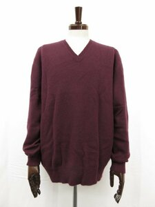 超美品【ARNYS PARIS アルニスパリ】最高級カシミア100％ Vネック ハイゲージニット セーター (メンズ) XL パープル系 伊製■17MN4907■