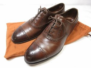 HH 美品 【エドワードグリーン EDWARD GREEN】 旧ロゴ ADGAN カドガン セミブローグ 紳士靴 (メンズ) size8.5E202 ブラウン ■18MZA4619■