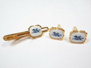 美品 【ロイヤルコペンハーゲン ROYAL COPENHAGEN】 2点セット カフリンクス カフス ネクタイピン (メンズ) ゴールド系 ■7CC0977■