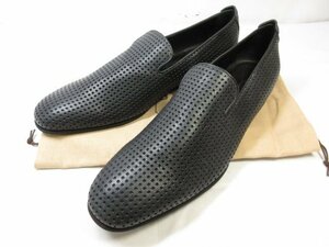 未使用品 【ブルーノボルデーゼ BRUNOBORDESE】 パンチングレザー スリッポン ローファー 靴 (メンズ) size44.5 黒 ■18MZA4687■