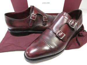 極美品【ジョンロブ JOHN LOBB】 WILLIAM ウィリアム Wモンクストラップシューズ ミュージアムカーフ 靴 (メンズ) 8E9795 プラム■18HT2439