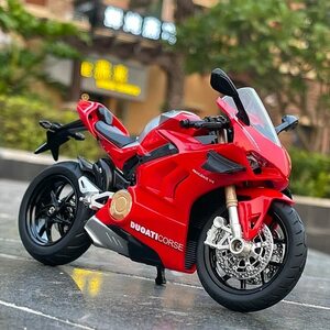 完成品 2色選択 バイク 1/12スケール ドゥカティ ミニカー DUCATI V4S 合金 ミニチュア オートバイ 可動 レッド サウンド ライト G981