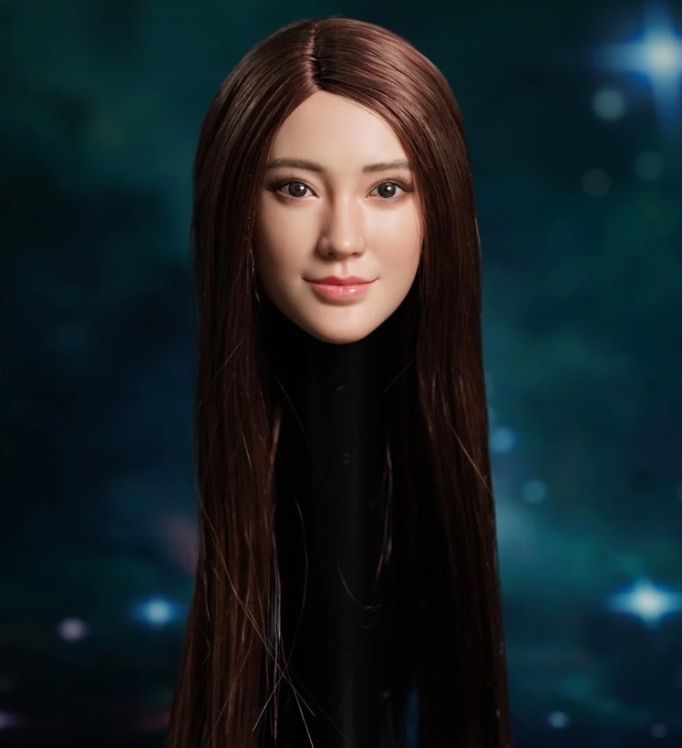 General Purpose Action Figure General Purpose Custom Replacement Head 1/6 Female Straight Long Asian Brown Hair 12 Inches PVC Face G236, doll, character doll, custom doll, others