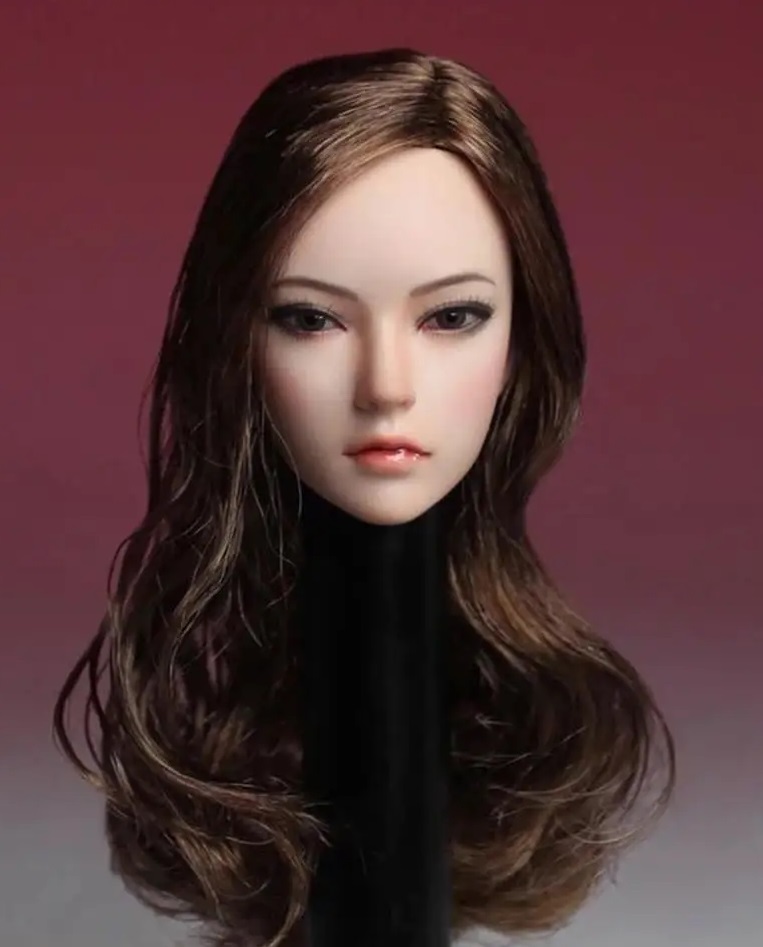 ★ 1/6 General Purpose Action Figure Custom Replacement Head 1/6 ★ Female Beautiful Curly Hair White Cute 12 PVC Face G442, doll, character doll, custom doll, others