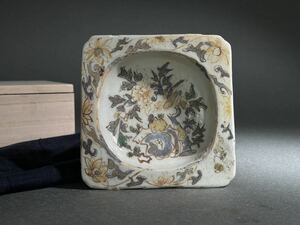 唐物 清時代 色絵 四方 皿 小皿 中国美術 