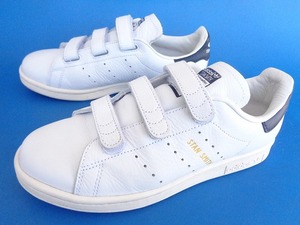 13490■美品 16年製 adidas stansmith CF アディダス スタンスミス コンフォート 白 紺 顔つき 天然皮革 23.5 BY9191 ベルト