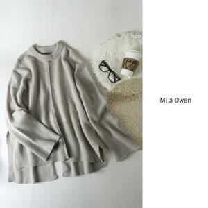 1万☆ミラオーウェン Mila Owen☆ウールカシミヤ 後ろスリット クルーネックニット 0サイズ☆A-O 0291