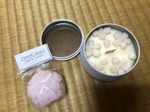 ソイアロマキャンドル缶　桜　薔薇　２個