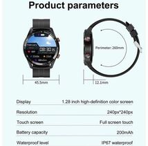 【1円〜初期サポ】スマートウォッチ Bluetooth通話 高画質 ECG PPG 心電図 スポーツ カロリー 心拍 血圧 歩数 睡眠 着信 健康管理 ブラック_画像10