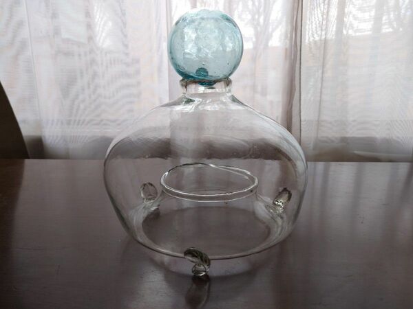 ハエ取り器　ハエ取り瓶　 ガラス 古道具 ガラス瓶 レトロ 古民具 瓶 昭和レトロ　硝子　気泡ガラス　オブジェ　花瓶